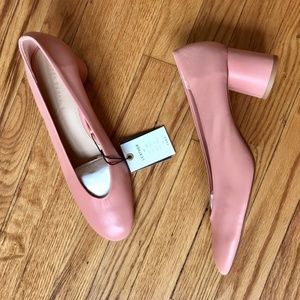NWT Pale Pink Zara Ballet Low Block Heels 39 8